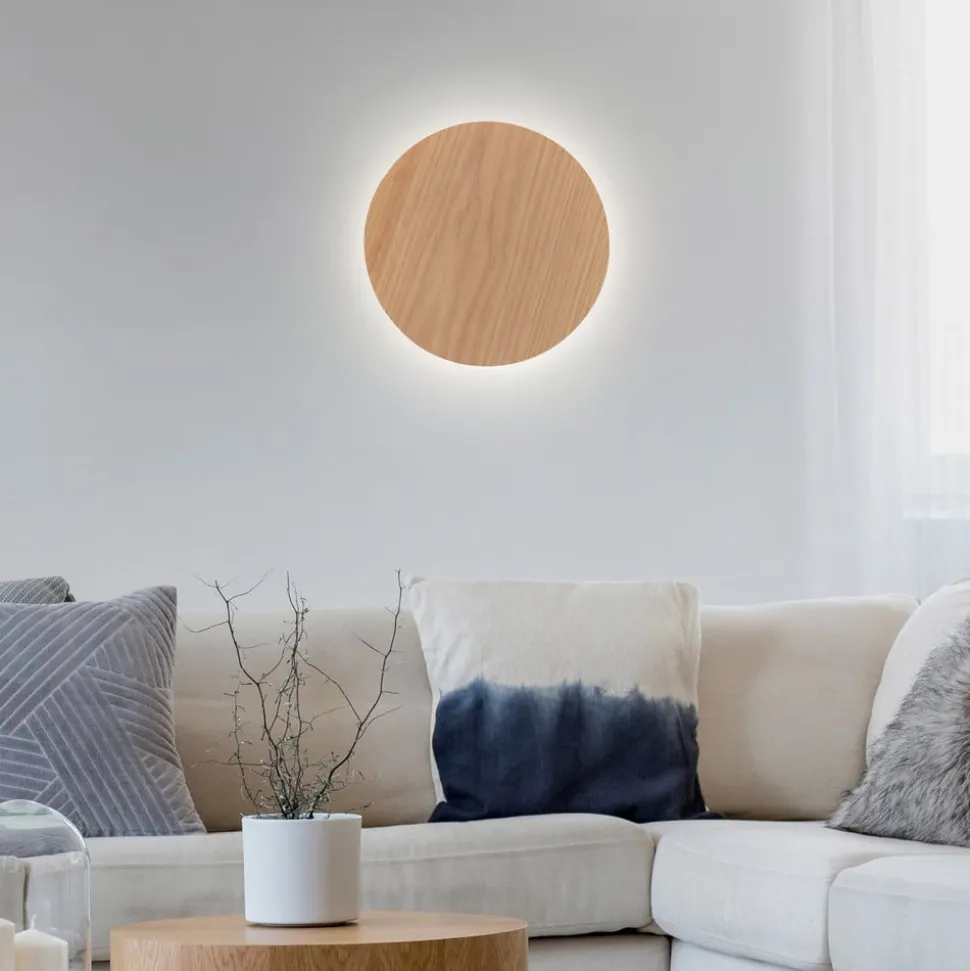 LED-væglampe batteri Puntua Ø 25 cm trælook
