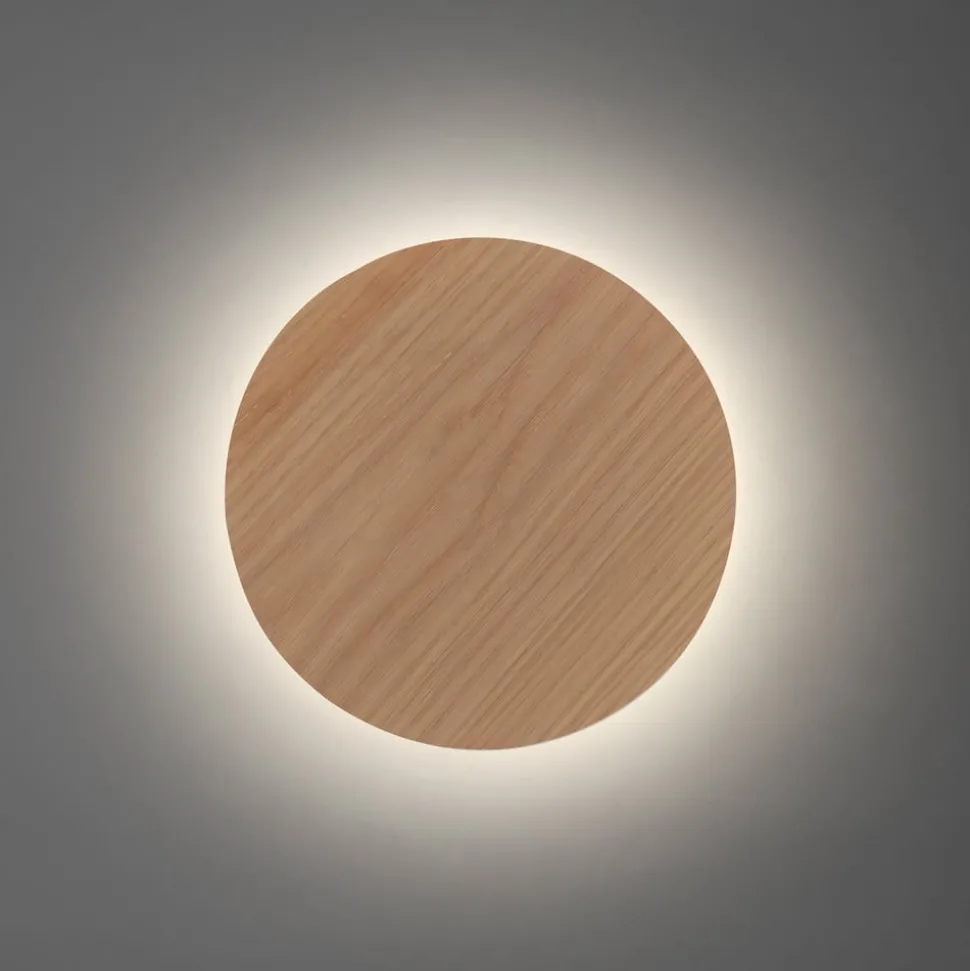 LED-væglampe batteri Puntua Ø 25 cm trælook