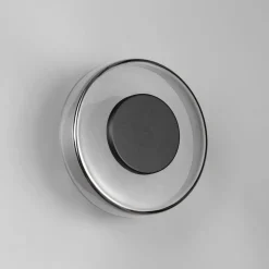 LED-væglampe Celeste, sort/krom, Ø 22 cm glas dæmpbar