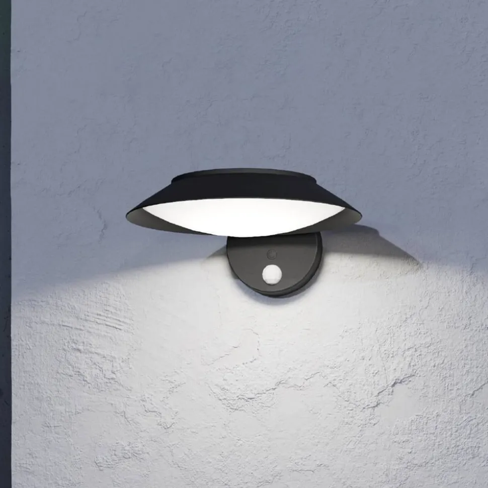 LED-væglampe Cerrisi, bredde 10,5 cm, sort, sensor