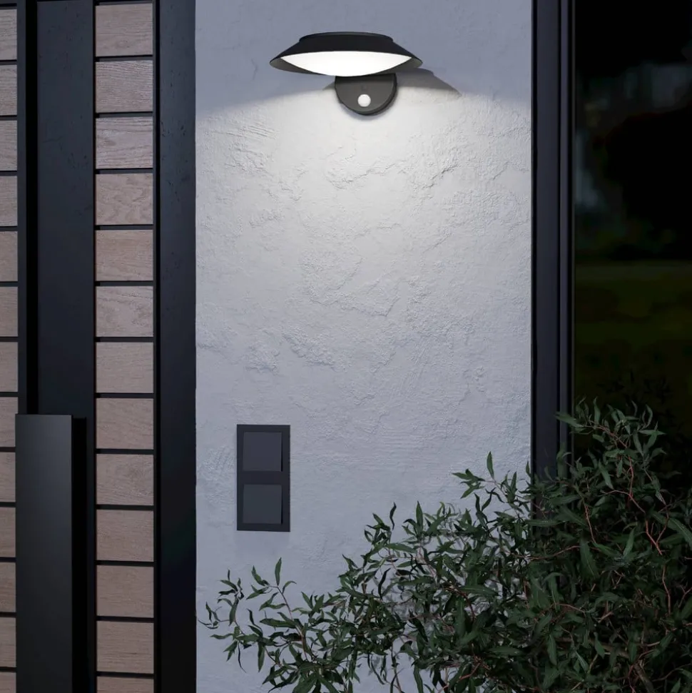 LED-væglampe Cerrisi, bredde 10,5 cm, sort, sensor
