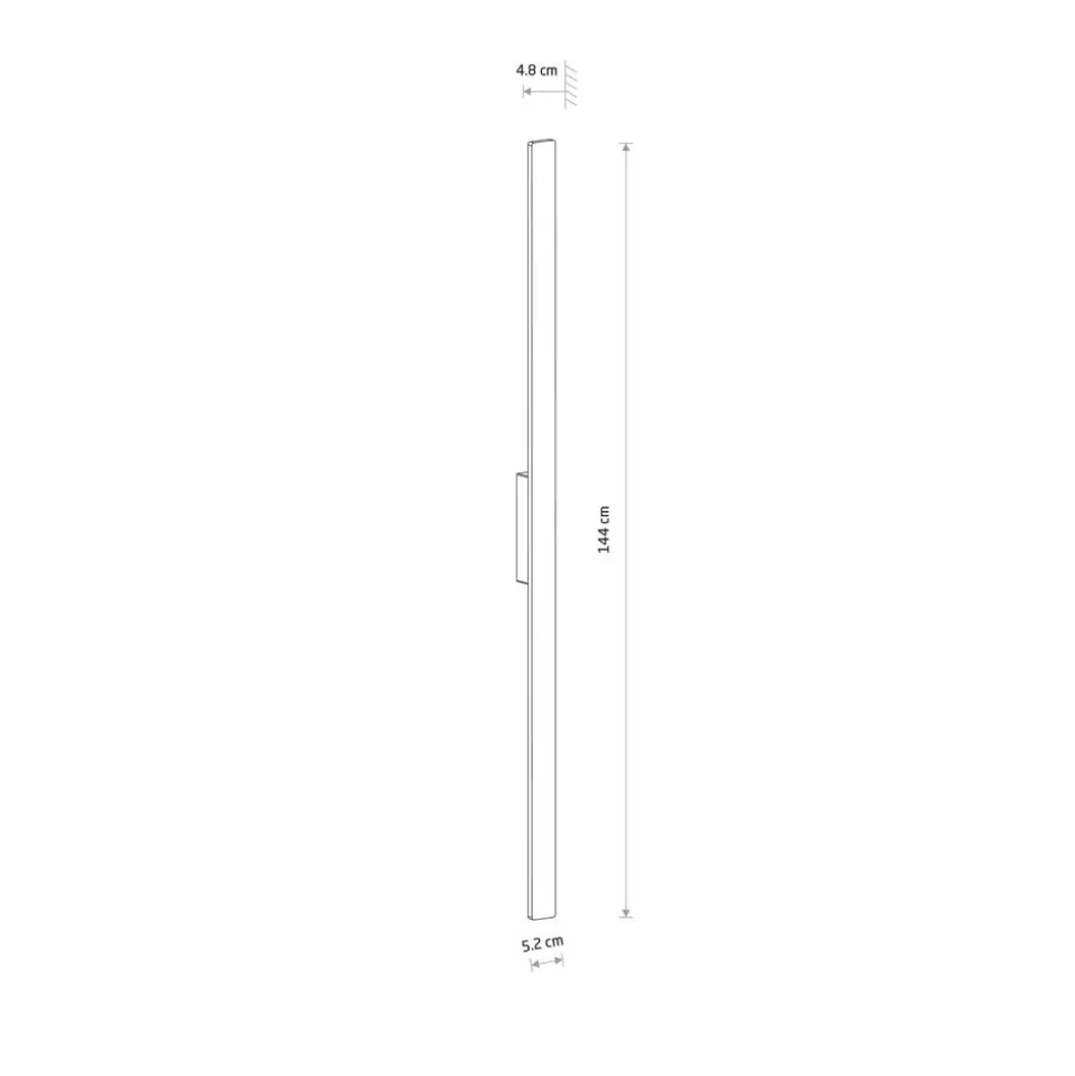 LED-væglampe Demi L, sort, aluminium, højde 144 cm, IP54