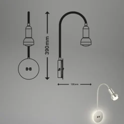 LED-væglampe 2178012 dobbelt switch, mat nikkel