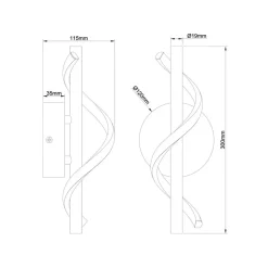 LED-væglampe Eunice, bredde 12 cm, sort, metal