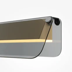 LED-væglampe FLAT, grå/messing, bredde 30 cm, glas/metal