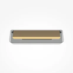 LED-væglampe FLAT, grå/messing, bredde 30 cm, glas/metal