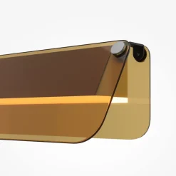 LED-væglampe FLAT, ravfarvet/messing, bredde 30 cm, glas/metal