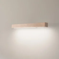 LED-væglampe i træ Teo, fyr, 46 cm, 3000 K