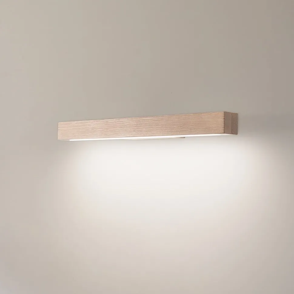 LED-væglampe i træ Teo, fyr, 46 cm, 3000 K