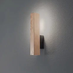 LED-væglampe i træ Teo, fyr, 31 cm, 3000 K