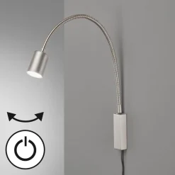 LED-væglampe Justi, nikkelfarvet, højde 52 cm, metal