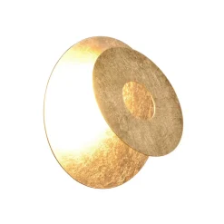 LED-væglampe Leano, rund linse, guld, indirekte
