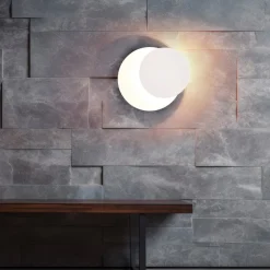 LED-væglampe Mio, rund linse, mat hvid, indirekte