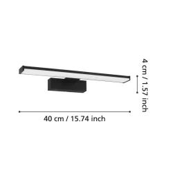 LED-væglampe Pandella 1, længde 40 cm, sort, aluminium