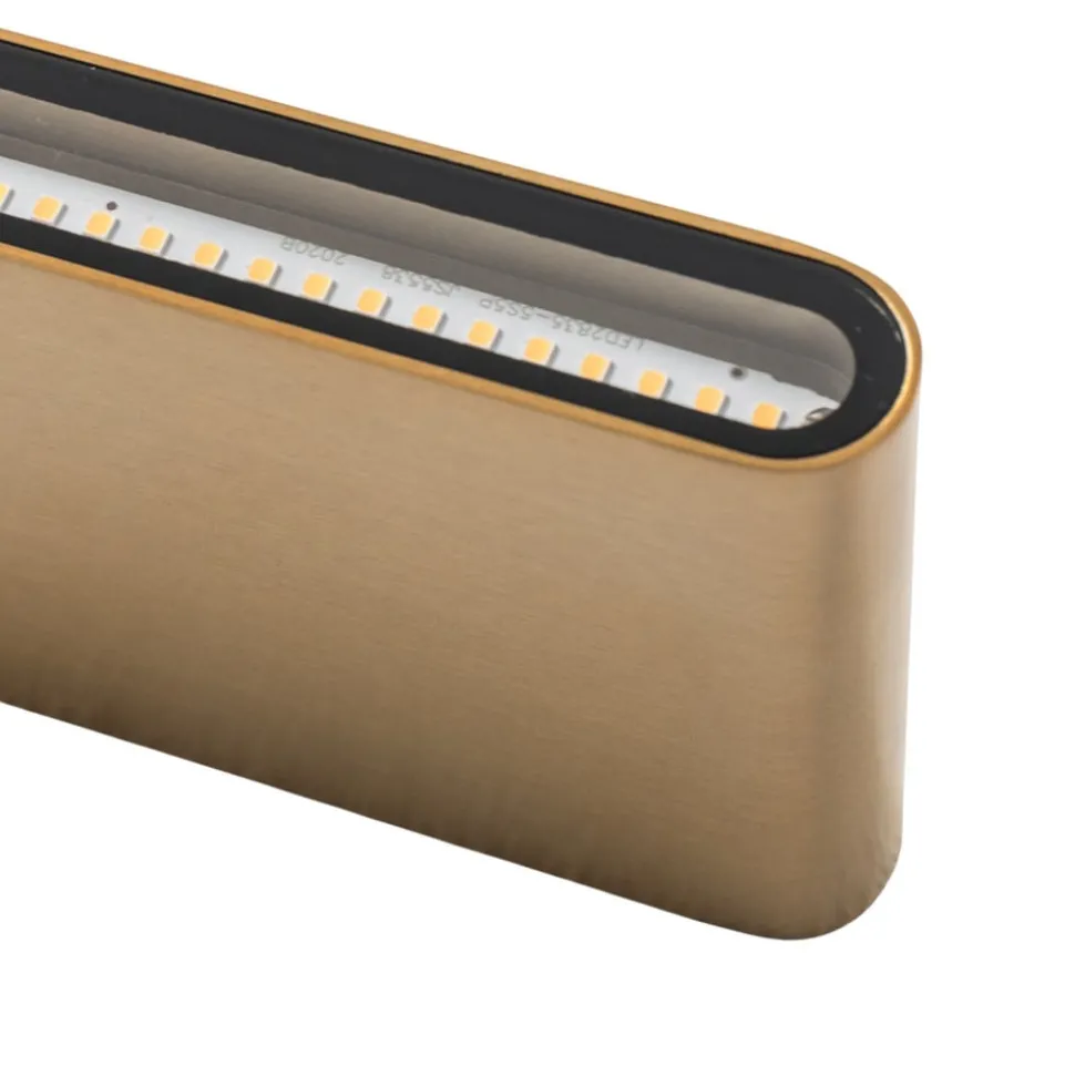 LED-væglampe Semi M, aluminium, guld, længde 17,5 cm