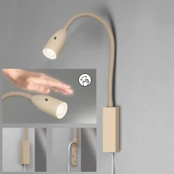LED-væglampe Sten, sandfarvet, højde 61 cm Gestestyring