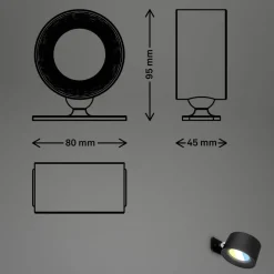 LED-væglampe Tari, sort, CCT, touchdæmper, USB