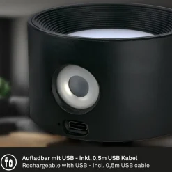 LED-væglampe Tari, sort, CCT, touchdæmper, USB