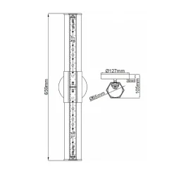 LED-væglampe til badeværelset Facet Dual, krom, 2 lyskilder, bredde 66 cm