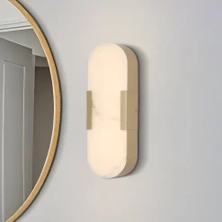 LED-væglampe til badeværelset Opaline Højde 35 cm guldfarvet metal/harpiks