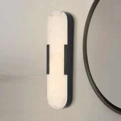 LED-væglampe til badeværelset Opaline, højde 50 cm, sort, metal/harpiks