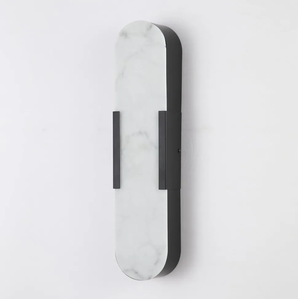 LED-væglampe til badeværelset Opaline, højde 50 cm, sort, metal/harpiks