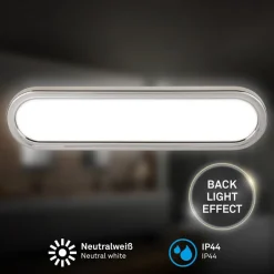 LED-væglampe til badeværelset Pil, kromfarvet, bredde 35 cm, plast