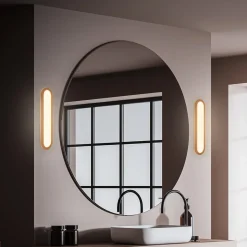 LED-væglampe til badeværelset Pil, træfarvet, bredde 35 cm, plast