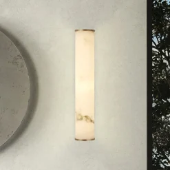 LED-væglampe til badeværelset Wales, guld/marmoreret, 35 cm stål/harpiks