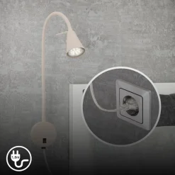LED-væglampe Tusa, beige, metal, 45 cm, fleksibel arm, GU10