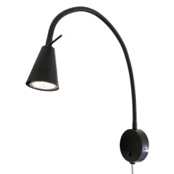 LED-væglampe Tusa, sort, metal, 45 cm, fleksibel arm