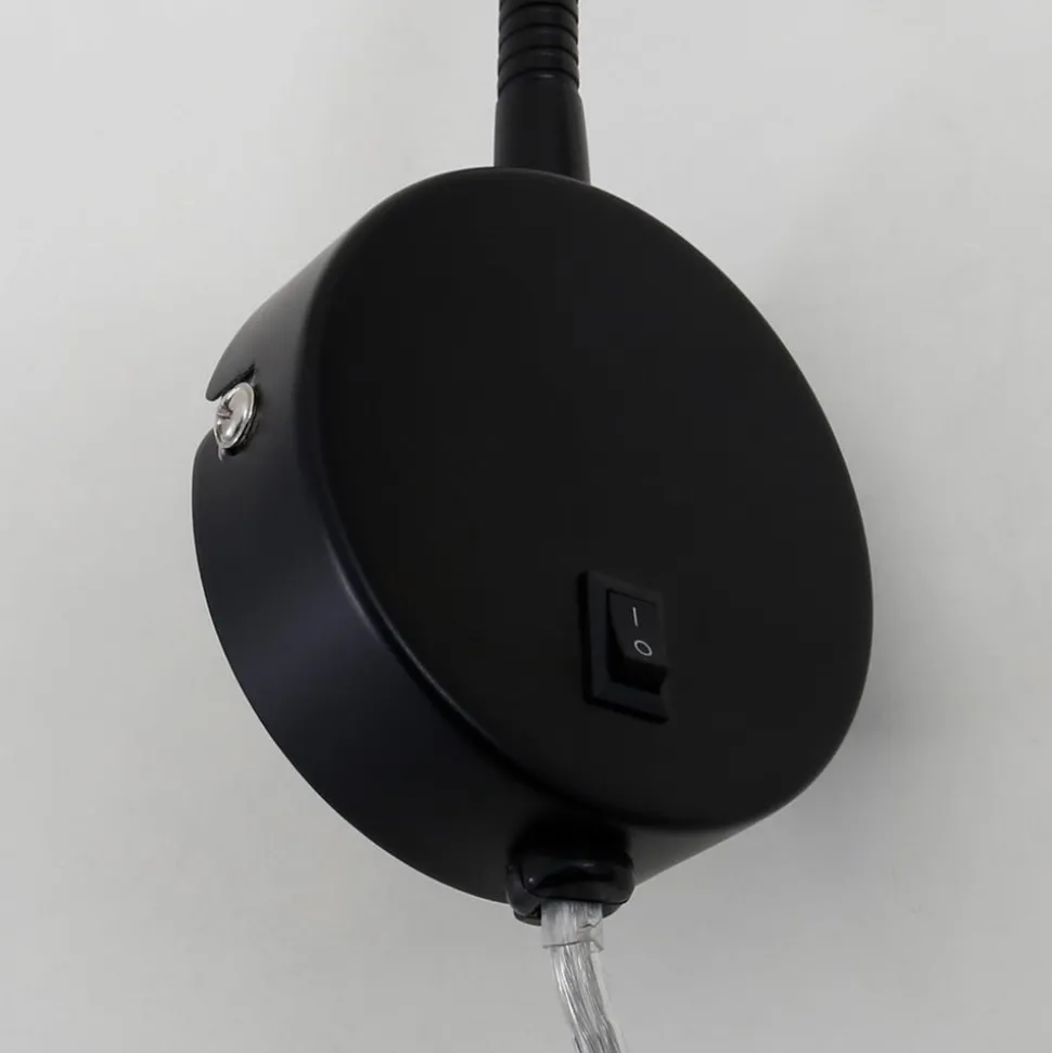 LED-væglampe Tusa, sort, metal, 45 cm, fleksibel arm