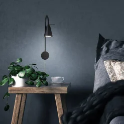 LED-væglampe Tusa, sort, metal, 45 cm, fleksibel arm