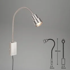 LED-væglampe Tusi med fleksibel arm, nikkel