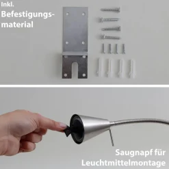 LED-væglampe Tuso, nikkel, sengemontering, metal