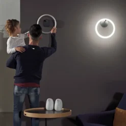 LED-væglampe Ulaop, en ring, sort