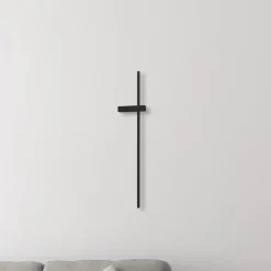LED-væglampe Vision, højde 90 cm, metal, sort, 3.000 K