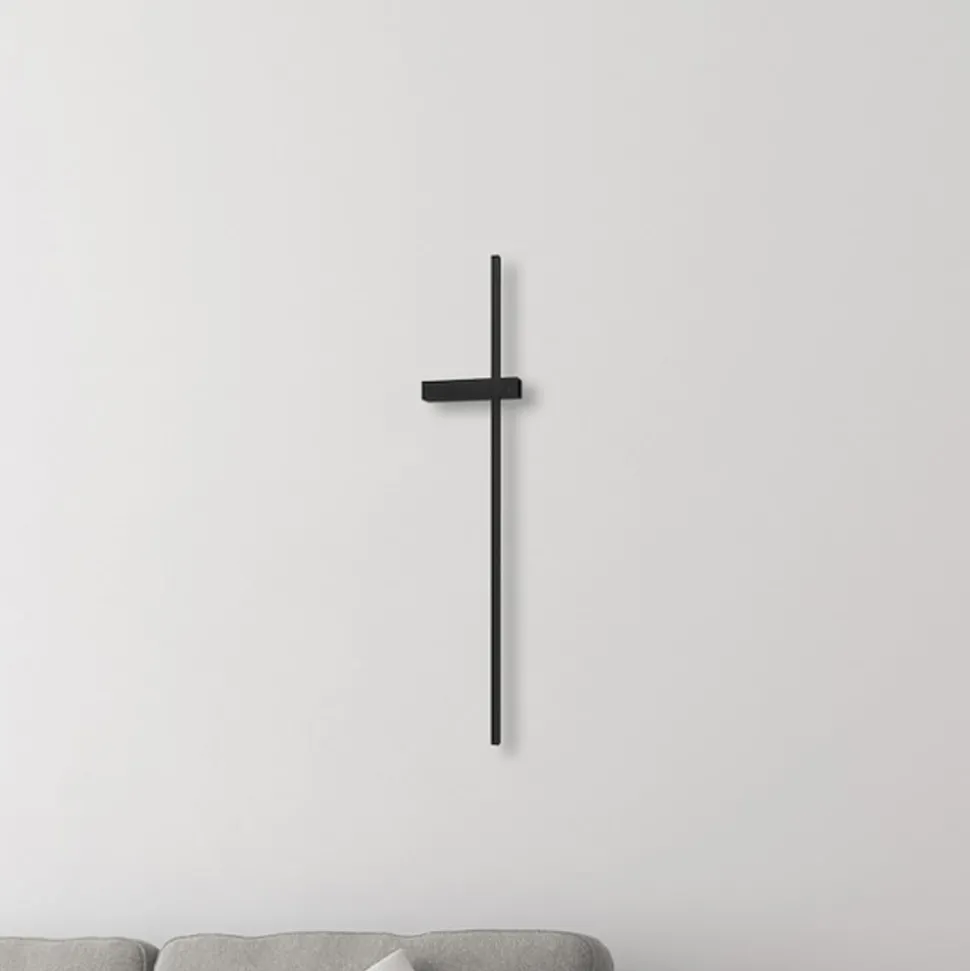 LED-væglampe Vision, højde 90 cm, metal, sort, 3.000 K