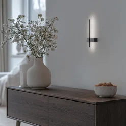 LED-væglampe Vision, højde 30 cm, metal, sort, 3.000 K