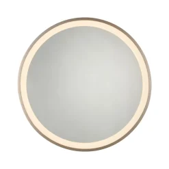 LED-vægspegel VIDRO, bronze, Ø 46 cm, powerbank, afbryder