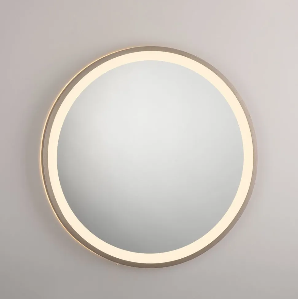 LED-vægspegel VIDRO, bronze, Ø 46 cm, powerbank, afbryder