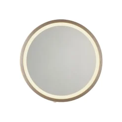 LED-vægspegel VIDRO, bronze, Ø 26 cm, powerbank, afbryder