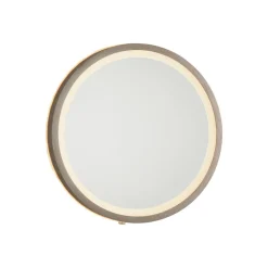 LED-vægspegel VIDRO, bronze, Ø 26 cm, powerbank, afbryder