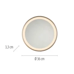 LED-vægspegel VIDRO, bronze, Ø 36 cm, powerbank, afbryder