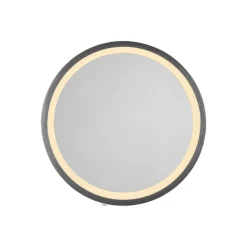 LED-vægspegel VIDRO, grå, Ø 26 cm, powerbank, afbryder