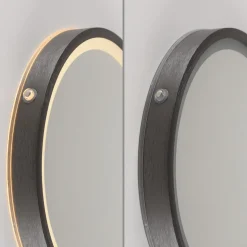 LED-vægspegel VIDRO, grå, Ø 26 cm, powerbank, afbryder