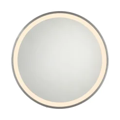 LED-vægspejl VIDRO, grå, Ø 46 cm, powerbank, afbryder