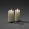 LED-vokslys creme, lysfarve ravgul, Ø 7,5 cm 2 stk