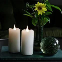 LED-vokslys creme, lysfarve ravgul, Ø 7,5 cm 2 stk
