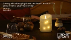 LED-vokslys creme Lysfarve rav Højde14cm